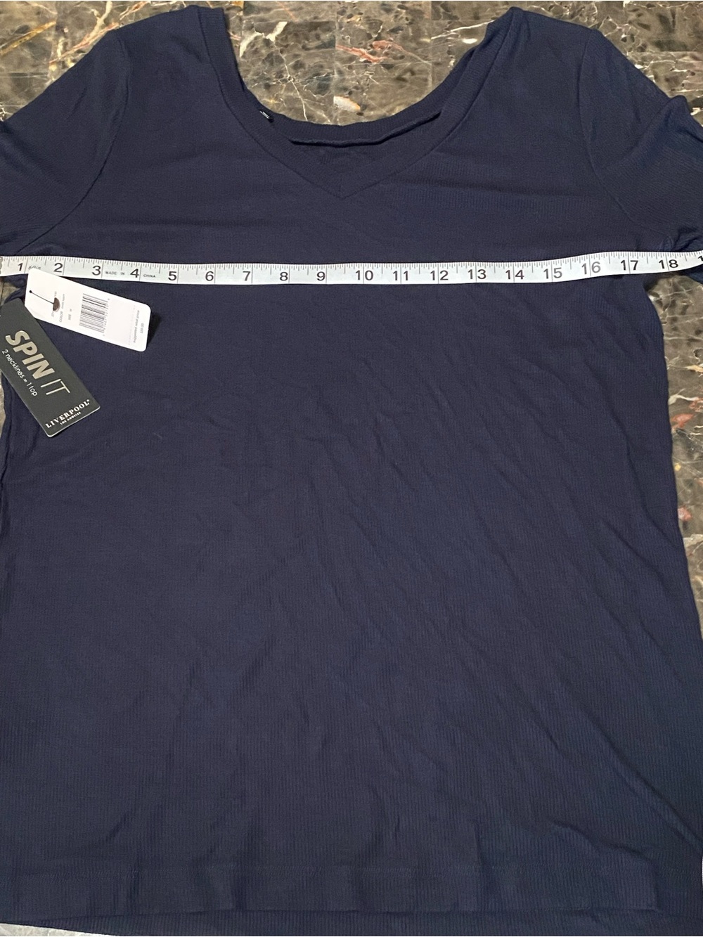 Liverpool Spin It Around Navy Ribbed Top - Picture 5 of 7